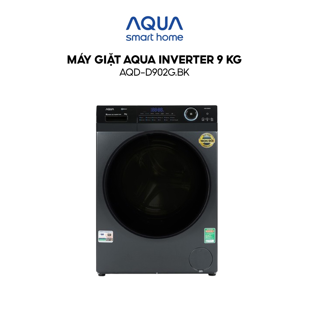 Máy giặt cửa trước Aqua Inverter 9KG AQD-D902G.BK - Bảo hành 2 năm - Hỗ trợ lắp đặt