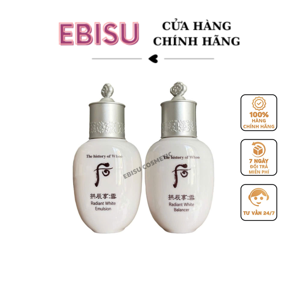 CẶP HOA HỒNG+SỮA DƯỠNG WHOO RADIANT WHITE  Whoo Radiant White Balancer và  Emulsion 20ml