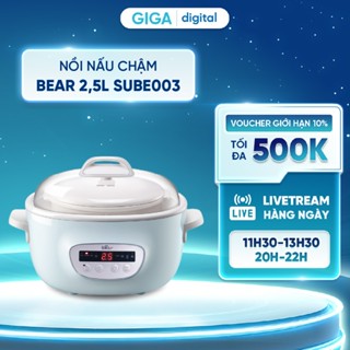 Nồi nấu chậm Bear 2,5L SUBE003 - Bản Tiếng Việt - 8 chế độ nấu đa dạng