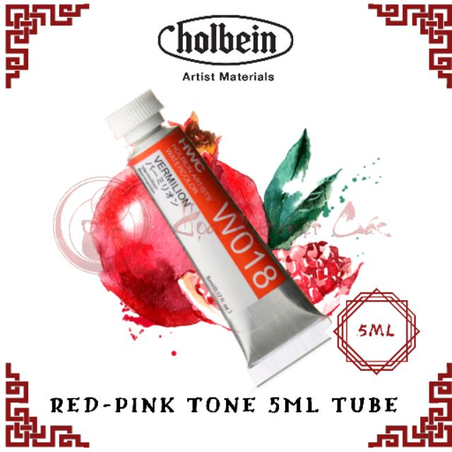 [Holbein] Màu nước tone đỏ tuýp 5ml