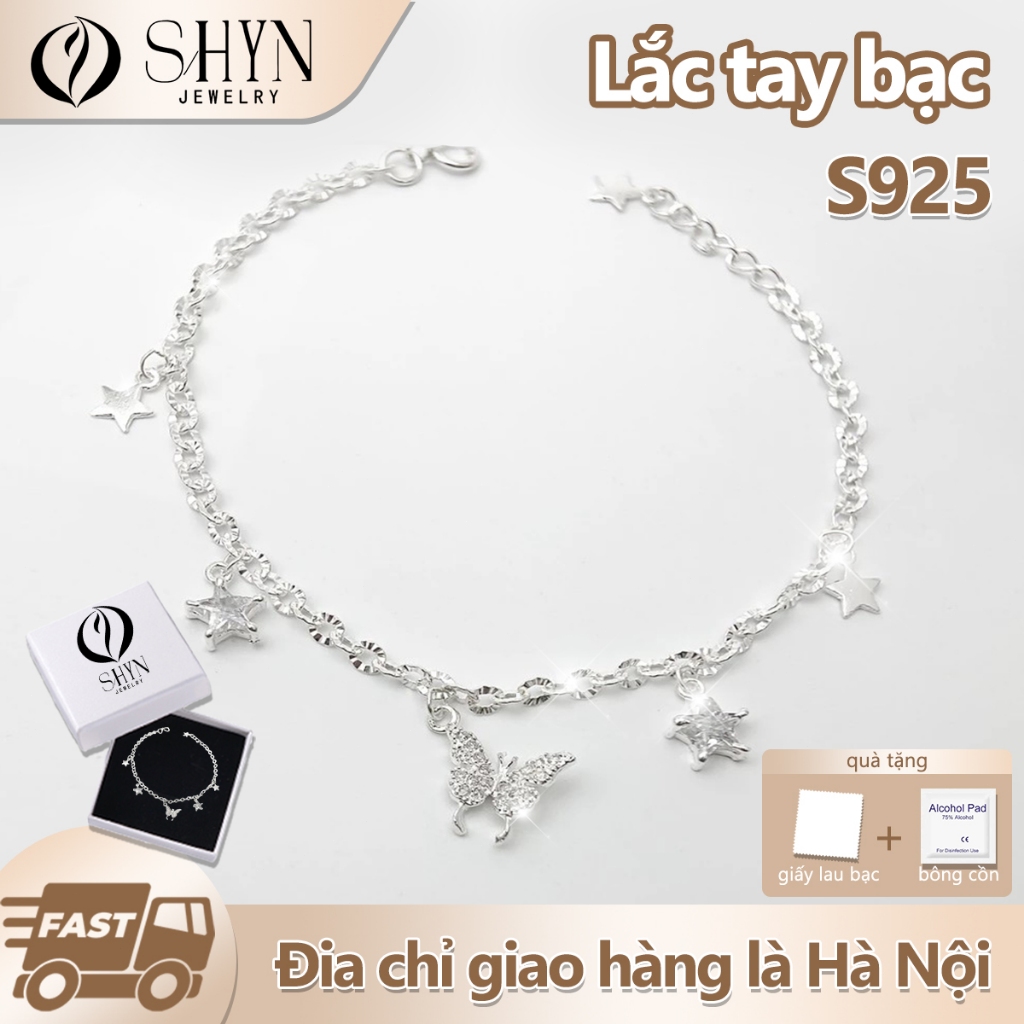 Lắc tay bạc Trang sức nữ Bướm và Ngôi sao ngôi 925 Chất liệu cao cấp cá tính jewelry Đối với quà tặn