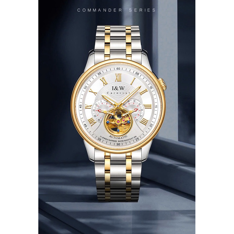 [Chính Hãng 100%] Đồng Hồ Nam I&W Carnival IW613G (613G) 613 Máy Cơ (Automatic) Kính Sapphiare Mặt S