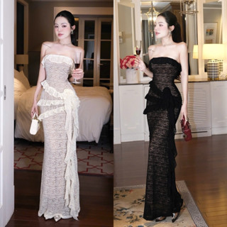 Đầm Maxi Body Ren Cúp Ngực Phối Bèo Đính Hoa Tua Rua Sexy Siêu Slayy Gợi Cảm Sang Trọng D2T OFFICIAL