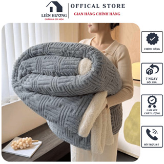 Chăn lông cừu mùa đông LOẠI 1 nhập khẩu cao cấp, chăn lông thỏ siêu nhẹ làm ấm nhanh, nặng 2kg2, kích thước 2mx2m3