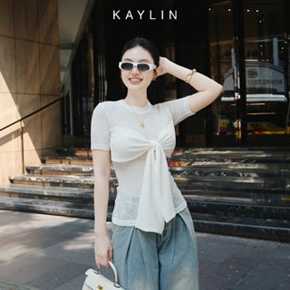 Áo kiểu KAYLIN thiết kế nơ ngực chất vải thun len dầy dặn phong cách gợi cảm - N2357