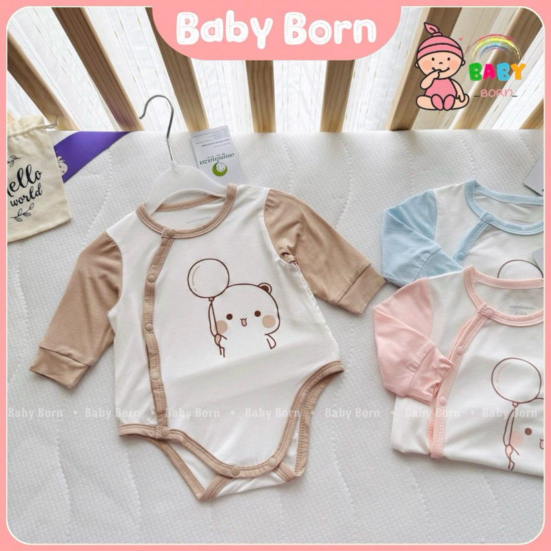 Body chip Anminaza dài tay sợi tre cài lệch mềm mịn, xinh xắn cho bé sơ sinh AMI0074 Baby Born shop
