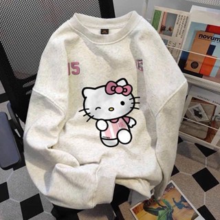 Áo sweater Hello Kitty  xinh nữ form rộng mùa đông hàn quốc áo nỉ dài tay  ulzzang cotton