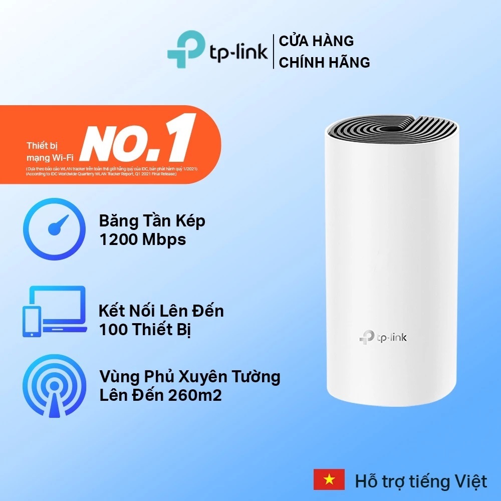 Hệ thống Wifi Mesh TP-Link Deco E4 (1-pack) Chuẩn AC 1200Mbps Dành Cho Gia Đình.....