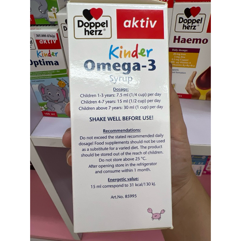 Kinde Omega-3 Syrup Doppelherz cho bé từ 1 tuổi bổ sung Dha và vitamin