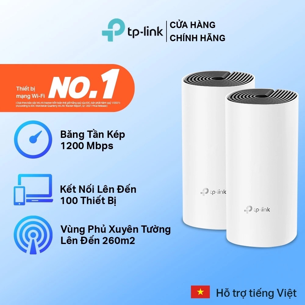 Hệ Thống Wifi Mesh TP-Link Deco E4 (2-pack) Dành Cho Gia đình Chuẩn AC 1200Mbps...