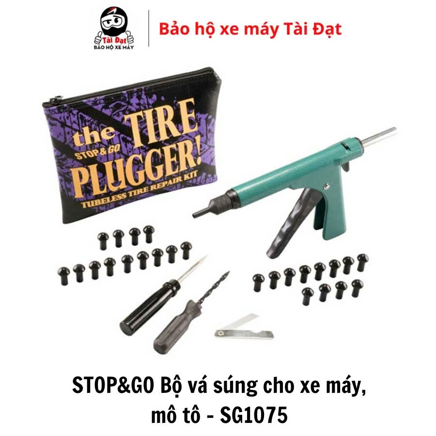 Bộ vá nấm bánh xe máy, xe điện kèm dụng cụ thao tác nhanh cho vỏ không ruột Stop&G0 1075 nhập khẩu M