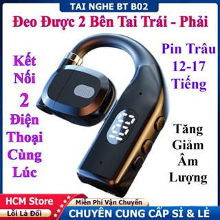 Tai Nghe Bluetooth 5.5 B02 Đeo Được 2 Bên, Pin Dùng 20H, Gọi Thoại Rõ, Chống Nước Tốt - Mẫu Mới