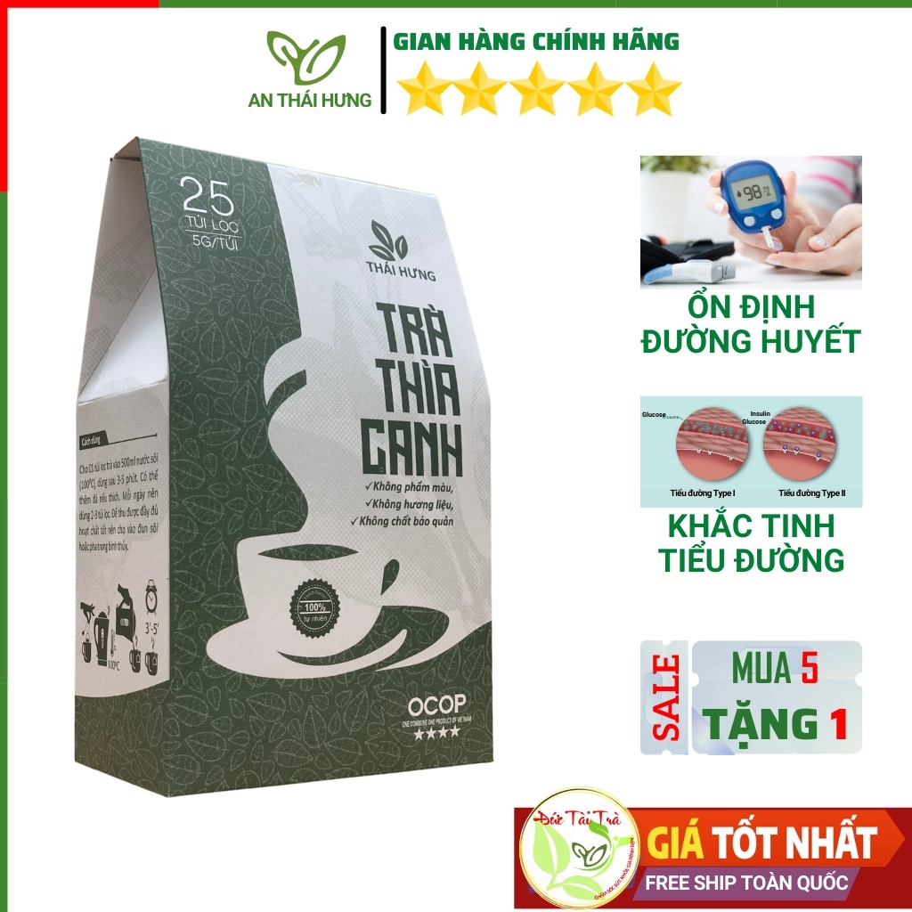 Trà Thìa Canh Thái Hưng - Khắc Tinh Tiểu Đường, Ổn Định Đường Huyết - 25 túi lọc 125gr / ad.tea