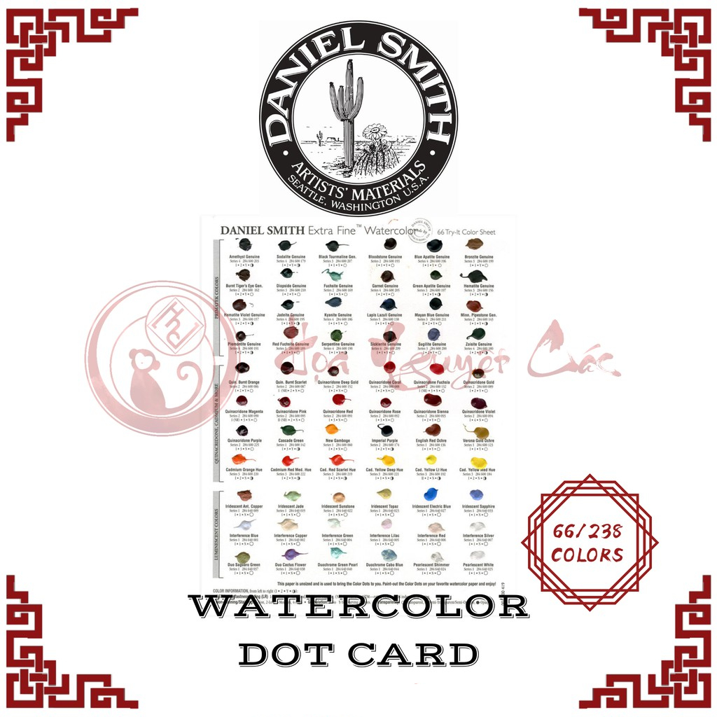[Daniel Smith] Dot card màu nước thử màu 238 màu