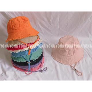  Mũ bucket trẻ em tua rua viền rách trơn cho bé trai bé gái 2-6 tuổi 50-52cm nón tai bèo rộng vành chống nắng 