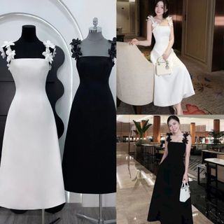  Đầm bigsize váy dáng dài đầm maxi hai dây N1886 kết hoa dáng dài sang trọng kèm lót cho nàng đi biển đi tiệc 