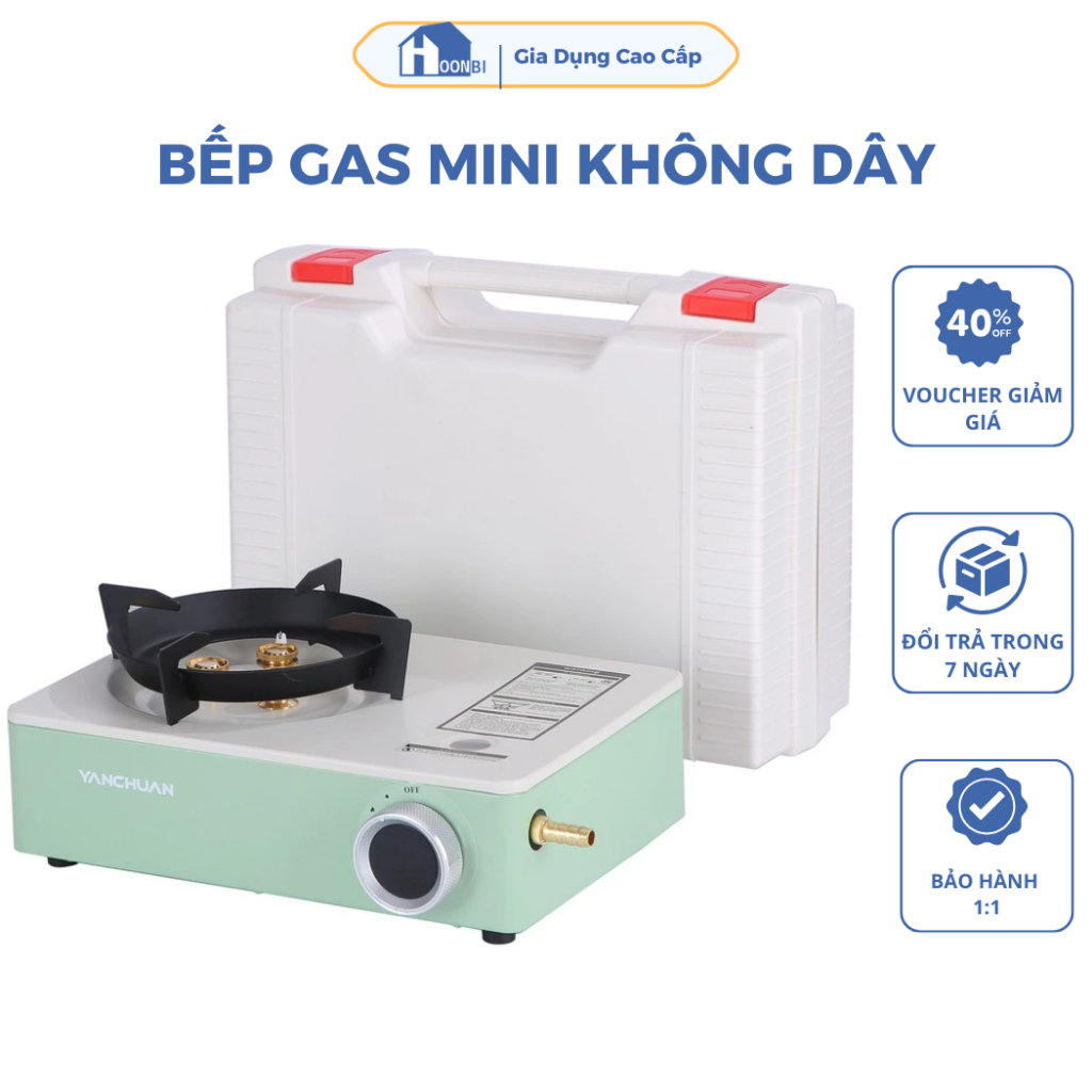 Bếp ga mini Hàn Quốc kèm hộp đựng, bếp gas dã ngoại nhỏ gọn chất liệu thép không gỉ HOONBI BG87