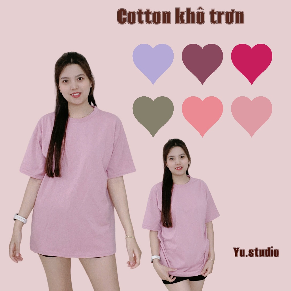 Áo thun trơn YUSTUDIO, áo 3158 cotton khô, áo thun nữ form rộng nam nữ tay lỡ mẫu trơn unisex | BigBuy360 - bigbuy360.vn