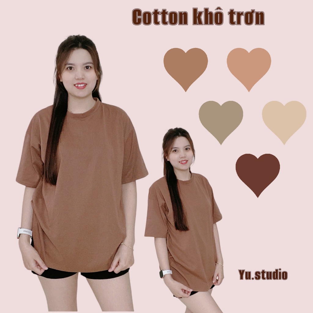 Áo thun trơn YUSTUDIO, áo 3158 cotton khô, áo thun nữ form rộng nam nữ tay lỡ mẫu trơn unisex | BigBuy360 - bigbuy360.vn