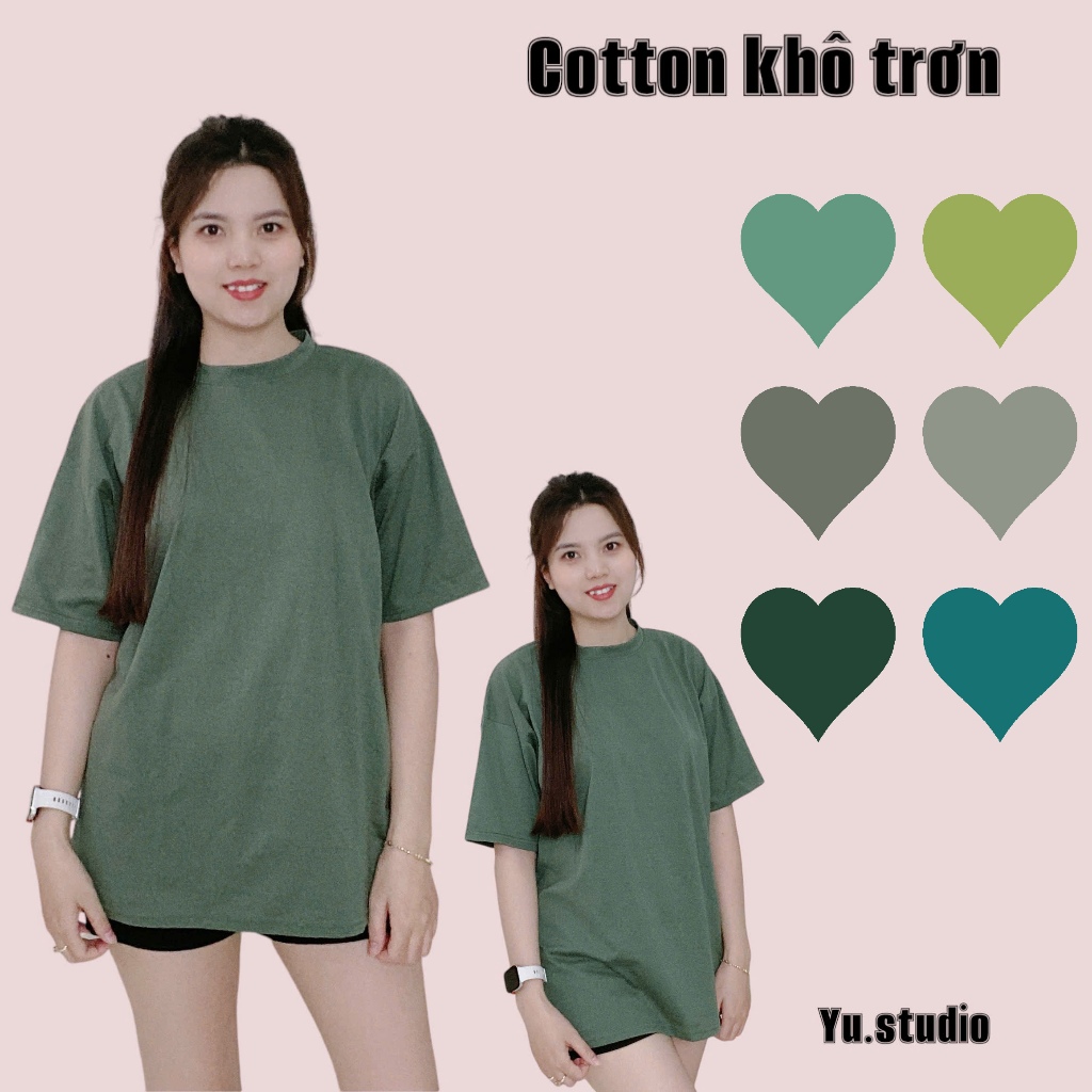 Áo thun trơn YUSTUDIO, áo 3158 cotton khô, áo thun nữ form rộng nam nữ tay lỡ mẫu trơn unisex | BigBuy360 - bigbuy360.vn
