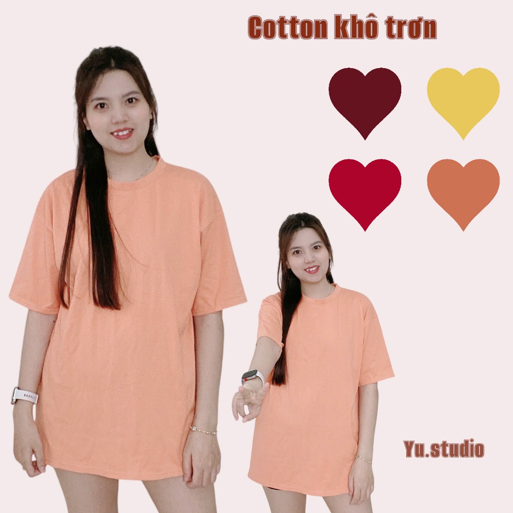 Áo thun trơn YUSTUDIO, áo 3158 cotton khô, áo thun nữ form rộng nam nữ tay lỡ mẫu trơn unisex | BigBuy360 - bigbuy360.vn