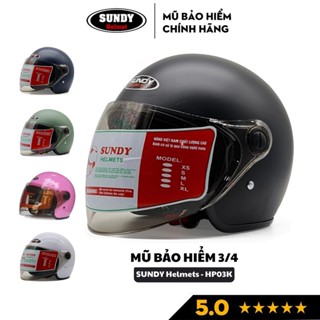 Mũ bảo hiểm chụp tai 3/4 đầu có kính SUNDY Helmets HP03K, Freesize 56-58cm an toàn, thời trang cho cả nam và nữ