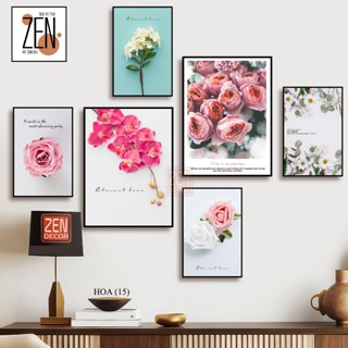 Tranh dán tường bộ 6 bức Hoa hồng- hoa sen- các loại hoa- trang trí phòng ngủ nhẹ nhàng tươi mới