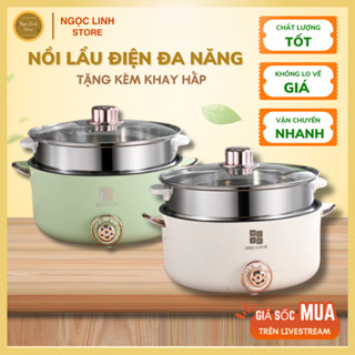  Nồi lẩu điện Misu tặng kèm xửng hấp inox nồi điện đa năng chống dính size 28cm 