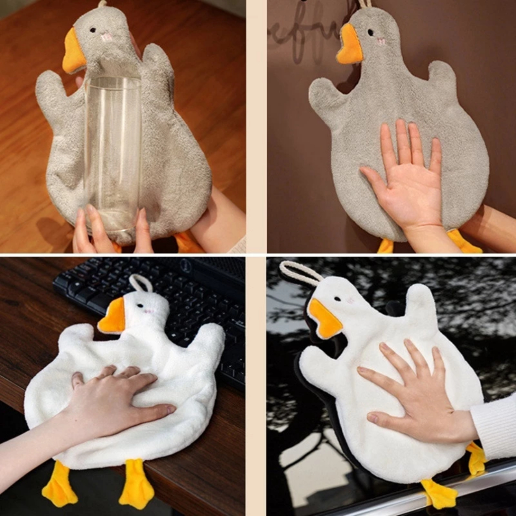 Khăn Lau Tay Treo Nhà Bếp, Nhà Tắm 2 Lớp Hình Con Vịt Siêu Thấm Hút