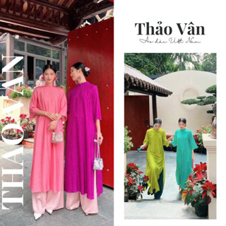 Set Áo Dài Cách Tân Gấm Tơ Dáng Lửng Đủ Màu Phù Hợp Mặc Lễ Tết Đi Chơi - Áo Dài Thảo Vân