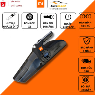 Máy Hút Bụi Ô Tô Xiaomi DC12V, Hút Bụi Cầm Tay 5IN1 Hút bụi, Bơm lốp, Đo Áp Suất Lốp,Đèn Pin BH 12T