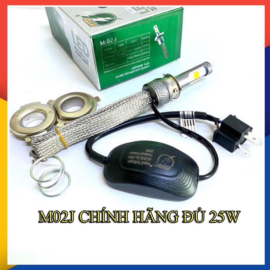 Đèn Pha Led Râu RTD Chính Hãng M02J-2 Tim Xe máy 2 nhiệt màu vàng và trắng