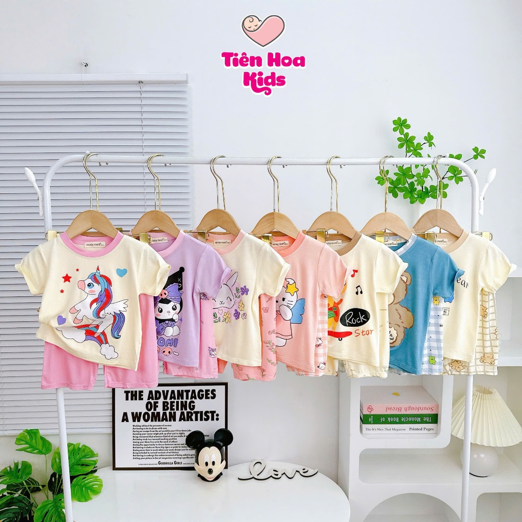 [Bé 7-32kg] Bộ Tay Ngắn Quần Lửng In Hình Chất Thun Lạnh Mềm Mịn Mát Cho Bé trai bé gái đi học đi chơi