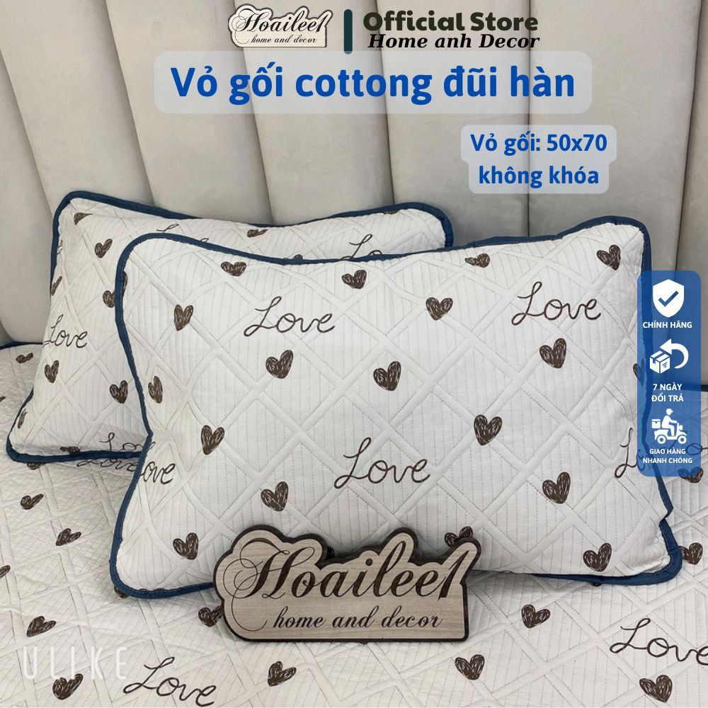 Vỏ gối cotton hàn đũi sơ đậu vỏ gối nằm trần bông dày dặn nhiều mẫu kích thước 45x65 được chọn mẫu
