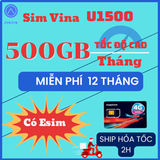 Sim 4G Vinaphone U1500 500gb 1 tháng / Trọn Gói 1 Năm