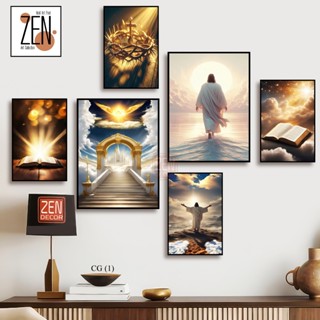 Tranh dán tường decor trang trí phòng- chủ đề thiên Chúa Giáo- Đức Mẹ- bộ 6 bức