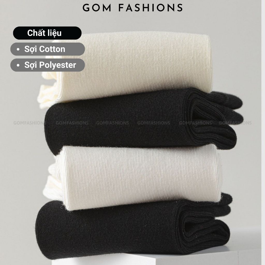 Combo 5 đôi tất nữ cổ cao thoáng khí GOMTAT mẫu trơn basic, vớ trắng chất cotton mềm mại, êm chân | BigBuy360 - bigbuy360.vn