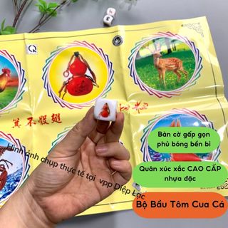  Bộ bầu tôm cua cá XÚC XẮC nhựa đặc CAO CẤP bàn cờ gấp gọn tiện lợi Trung Lê đồ chơi ngày tết 