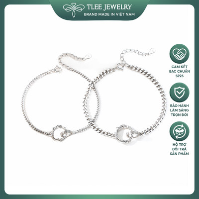 Lắc tay bạc đôi charm tròn xương rồng gai Mobius TLEEJEWELRY LT0403