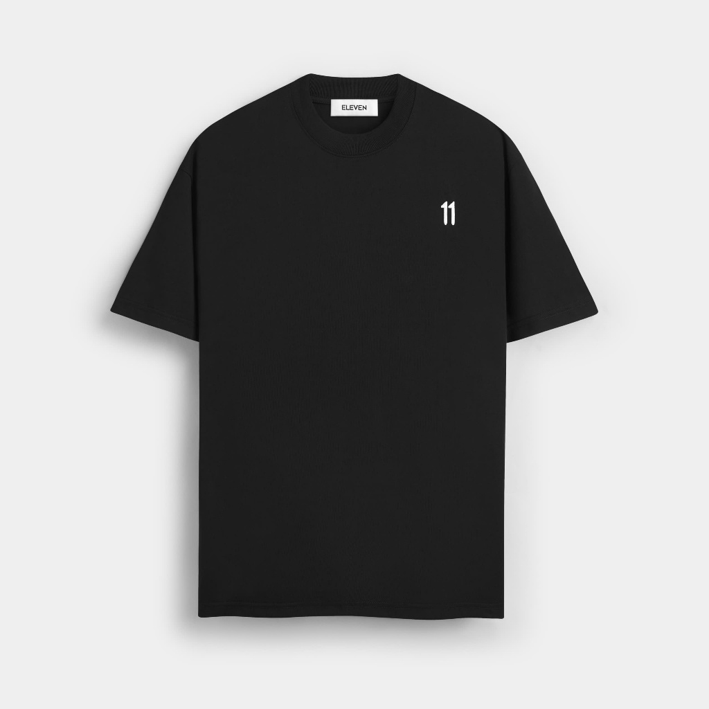 ELEVEN - Áo thun unisex thêu 11 logo màu đen