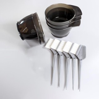 Combo lược, chổi nhuộm tóc và bát đựng thuốc nhuộm uốn ép