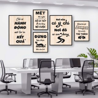  Tranh slogan  decor dán tường tạo động lực trang trí bàn làm việc bộ 6 tấm chất liệu formex dày 5mm có sẵn keo dán 