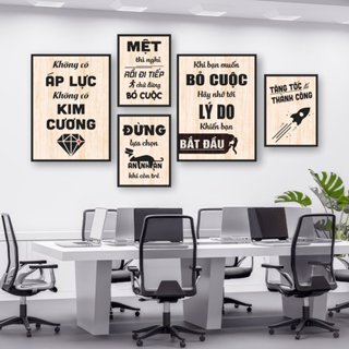  Tranh slogan  decor dán tường tạo động lực trang trí bàn làm việc bộ 6 tấm chất liệu formex dày 5mm có sẵn keo dán 