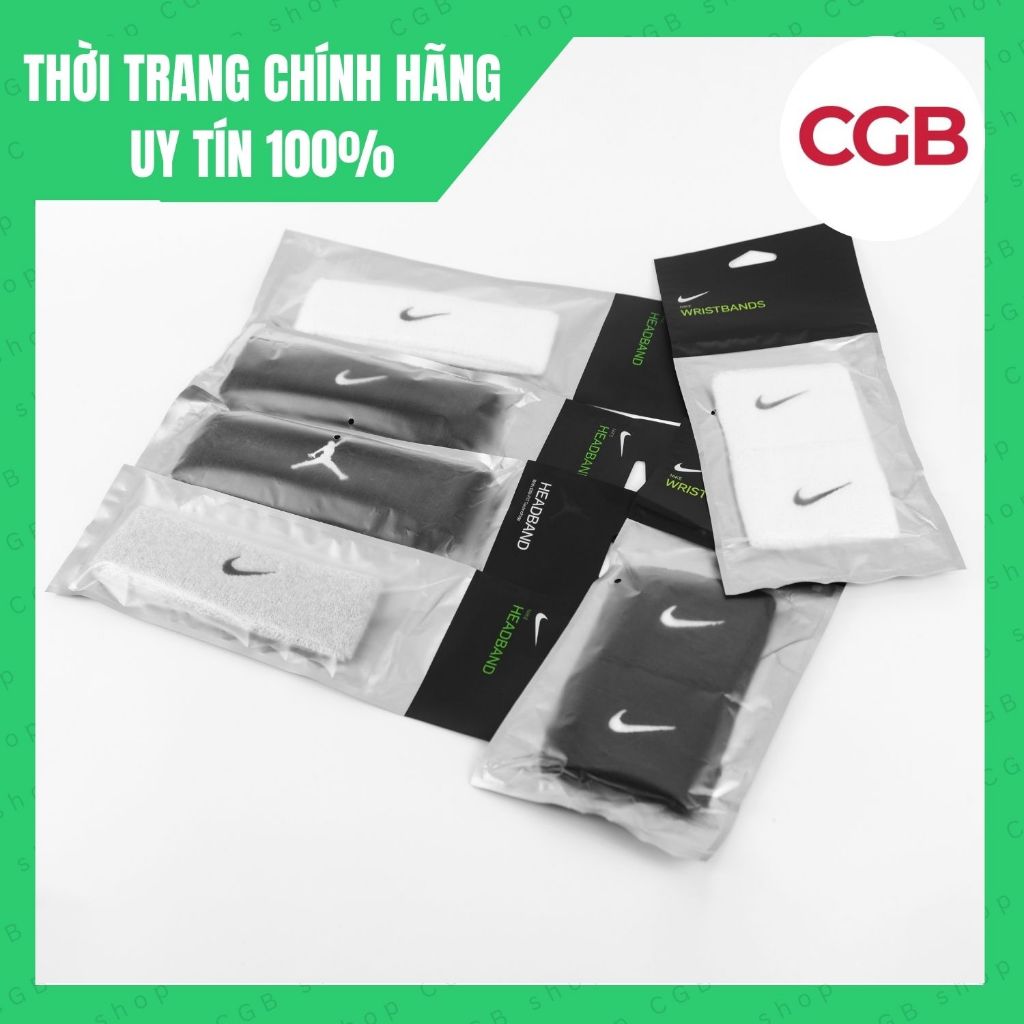 (𝗖𝗵𝗶́𝗻𝗵 𝗵𝗮̃𝗻𝗴 - CGB) Băng đô Băng tay NIKE Thấm hút mồ hôi thể thao tập luyện - Headband & Wristband