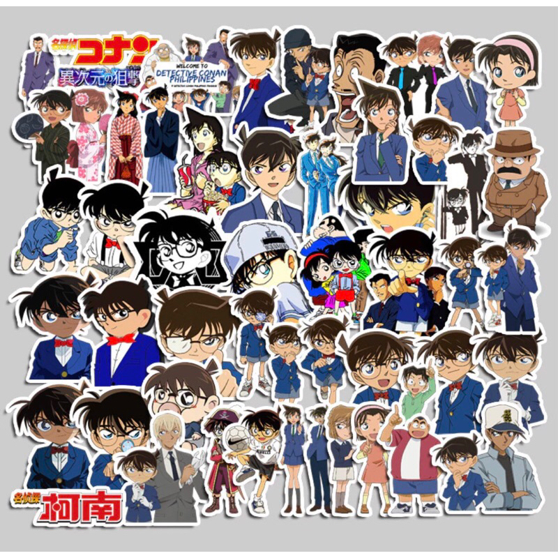 Bộ 100 sticker thám tử lừng danh Conan. trang trí ly nước mũ bảo hiểm điện thoại ly nước ipad laptop