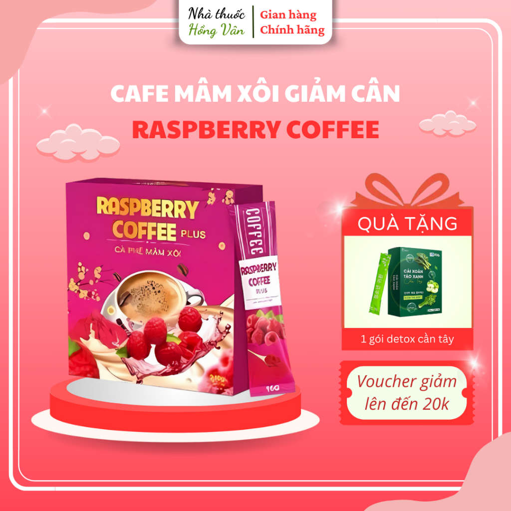 Cafe Mâm Xôi Giảm Cân - Rasperry Coffee Hộp 15 gói Hỗ Trợ Điều Chỉnh Cân Nặng Giảm Mỡ Bụng, Đốt Mỡ Nhanh