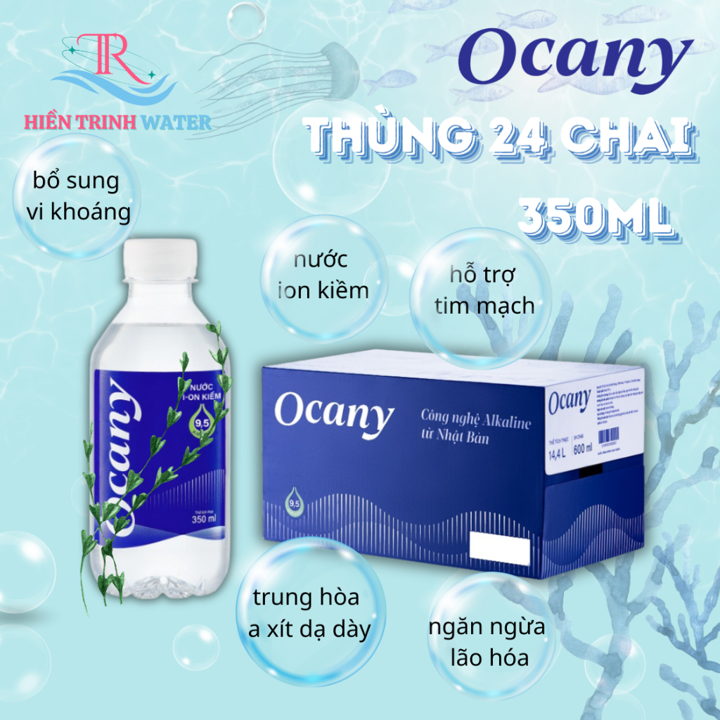 Nước Uống I-ON Kiềm OCANY 350ML (Thùng 24 Chai) - Nước ion kiềm đóng chai nhỏ pH 9.5