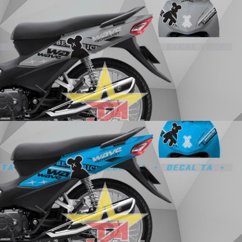 (Tem trong)Tem xe WAVE 50cc-10cc-110cc GẤU BEARBRICK tem loại 1 chống nước