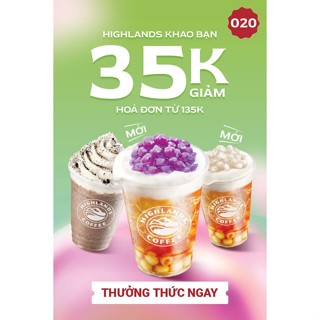 Voucher Giảm 35K Hóa Đơn 135K tại Highlands Coffee - Gây Quỹ Cơm 0 Đồng