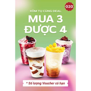 Voucher Mua 3 Được 4 tại Highlands Coffee - Gây Quỹ Cơm 0 Đồng